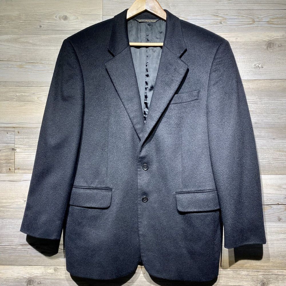 Jack Victor 100% Cashmere Loro Piana Men’s 41R Black Lucawood Sport Coat Jacket